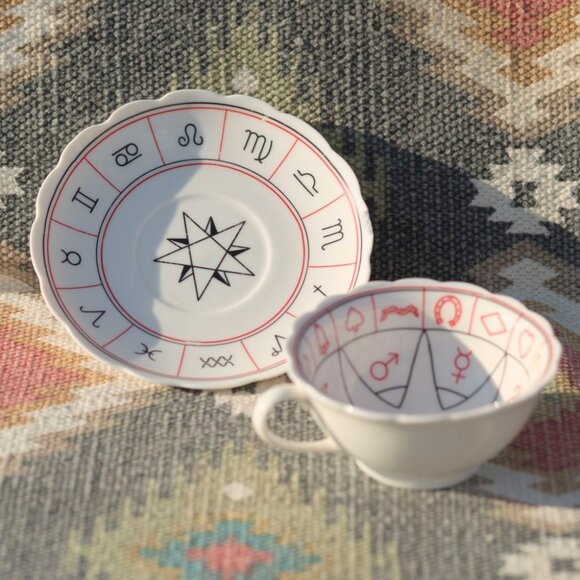 Vintage Tea Reading Set | Tasseomancy Cup And Plate | Divination Fortune Vessel - Picture 3 of 5